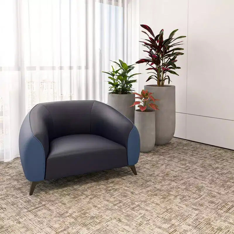 Fauteuil d'appoint individuel en cuir avec pieds en acier inoxydable, Noir/Blanc