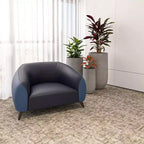 Fauteuil d'appoint individuel en cuir avec pieds en acier inoxydable, Noir/Blanc