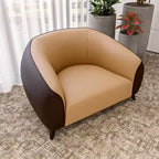 Fauteuil d'appoint individuel en cuir avec pieds en acier inoxydable, Noir/Blanc