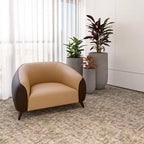 Fauteuil d'appoint individuel en cuir avec pieds en acier inoxydable, Noir/Blanc