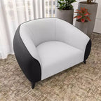 Fauteuil d'appoint individuel en cuir avec pieds en acier inoxydable, Noir/Blanc