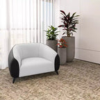 Fauteuil d'appoint individuel en cuir avec pieds en acier inoxydable, Noir/Blanc
