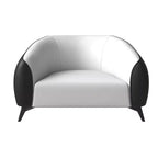 Fauteuil d'appoint individuel en cuir avec pieds en acier inoxydable, Noir/Blanc