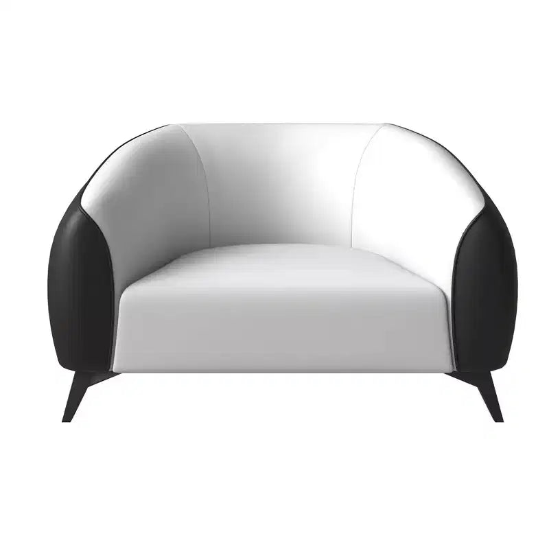 Fauteuil d'appoint individuel en cuir avec pieds en acier inoxydable, Noir/Blanc