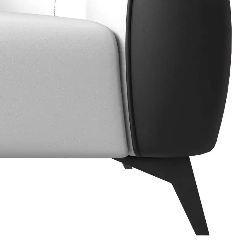 Fauteuil d'appoint individuel en cuir avec pieds en acier inoxydable, Noir/Blanc