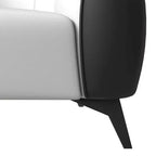 Fauteuil d'appoint individuel en cuir avec pieds en acier inoxydable, Noir/Blanc