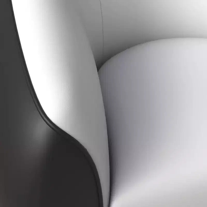 Fauteuil d'appoint individuel en cuir avec pieds en acier inoxydable, Noir/Blanc