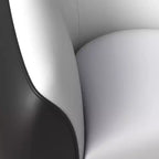 Fauteuil d'appoint individuel en cuir avec pieds en acier inoxydable, Noir/Blanc