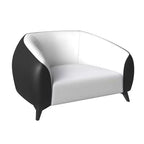 Opula Single-Seater Leather Sofa Accent Armchair with Stainless Steel Legs, Black/White