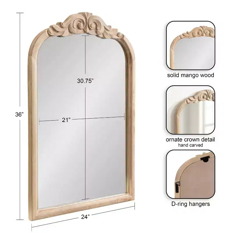 Miroir mural en bois cintré