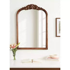 Miroir mural en bois cintré
