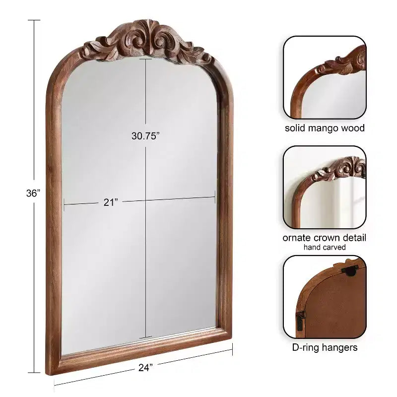 Miroir mural en bois cintré