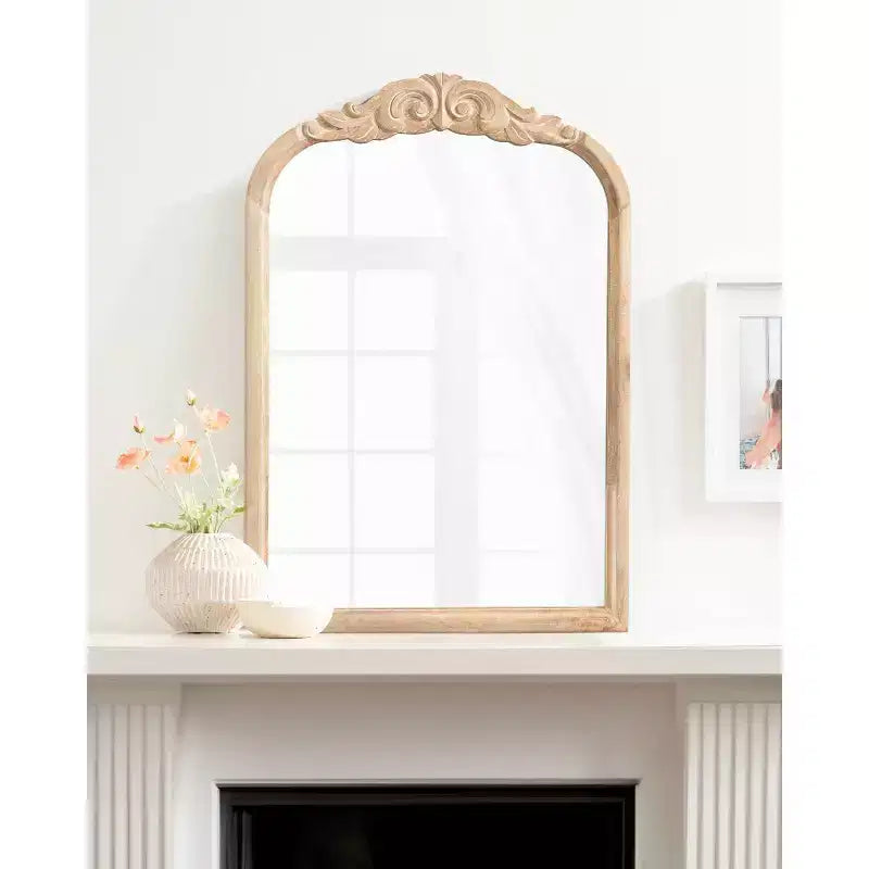 Miroir mural en bois cintré