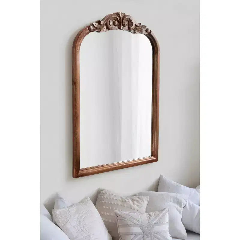 Miroir mural en bois cintré