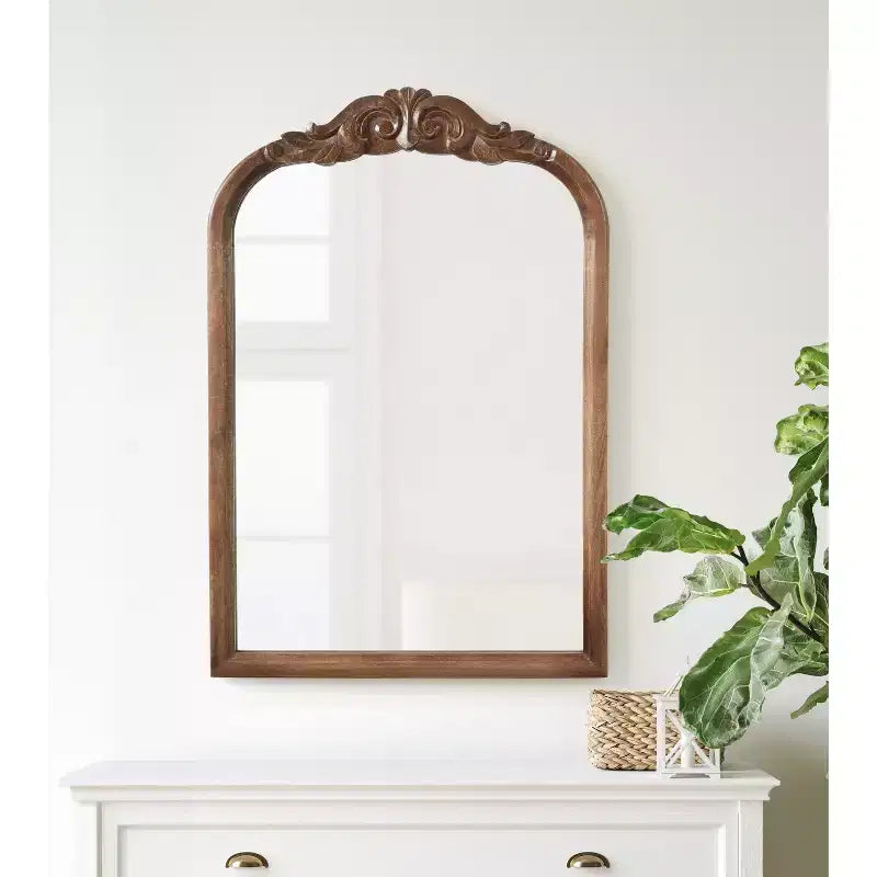 Miroir mural en bois cintré