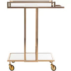 Capri 2 Tier Rectangle Bar Cart - BCT8003A - Gold/Mirror - Safavieh