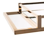 Desserte de bar rectangulaire à 2 niveaux, finition dorée/miroir