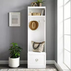Porte-manteau avec crochets et rangements, MDF avec placage bois